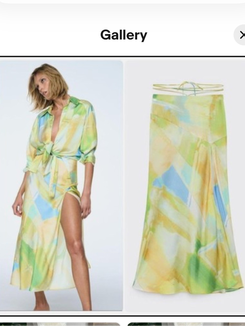 Zara Satin Midi Skirt with Ties